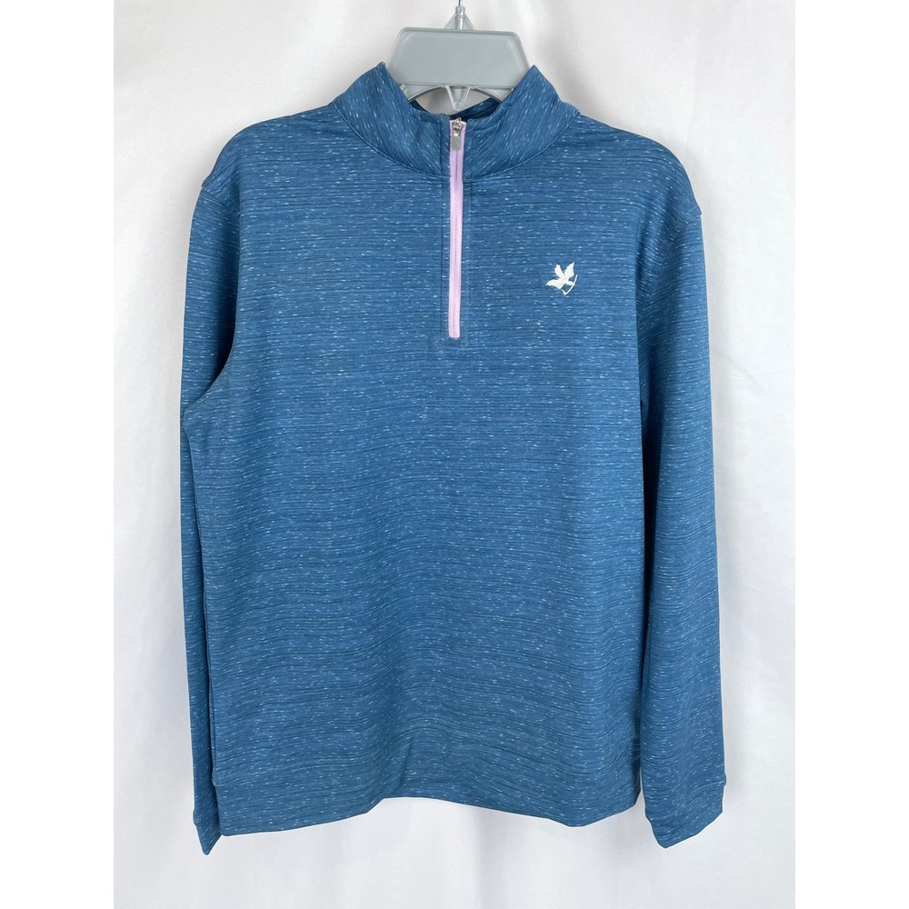 Peter Millar Perth Pullover Youth Large 11-12 Blue Long Sleeve 1/4 Zip Golf